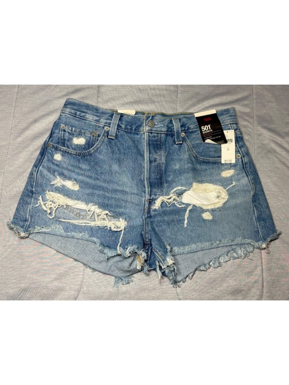 Levi's® Women's 501 Original High Rise Jean Shorts Hip Fit Distress W29